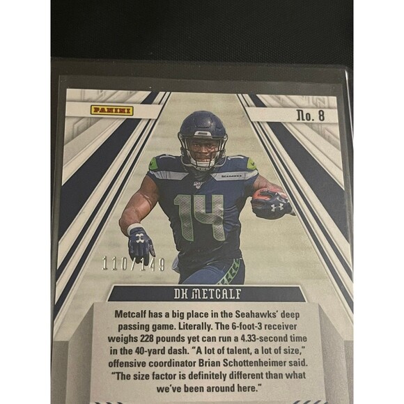 2019‎ DK METCALF PANINI PHOENIX ROOKIE RISING /149 PURPLE REFRACTOR #8 SEAHAWKS - Picture 5 of 6